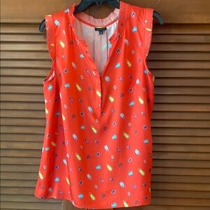 Talbots Vibrant Orange Floral Sleeveless Top
